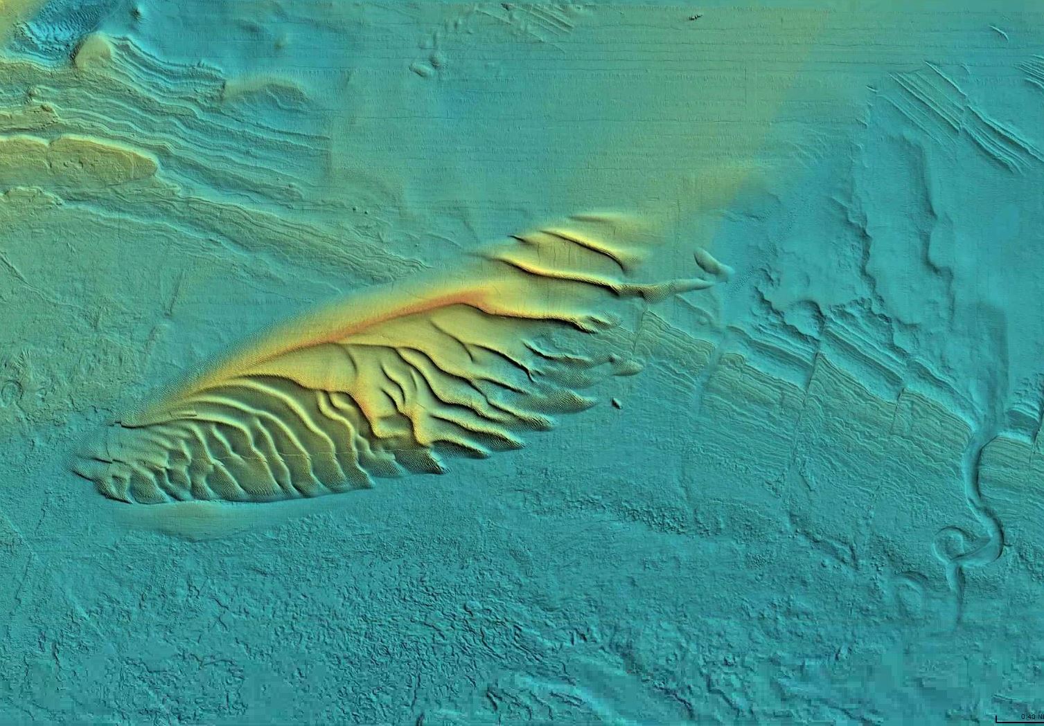 Darstellung des Meeresboden mit Relief Schattierung